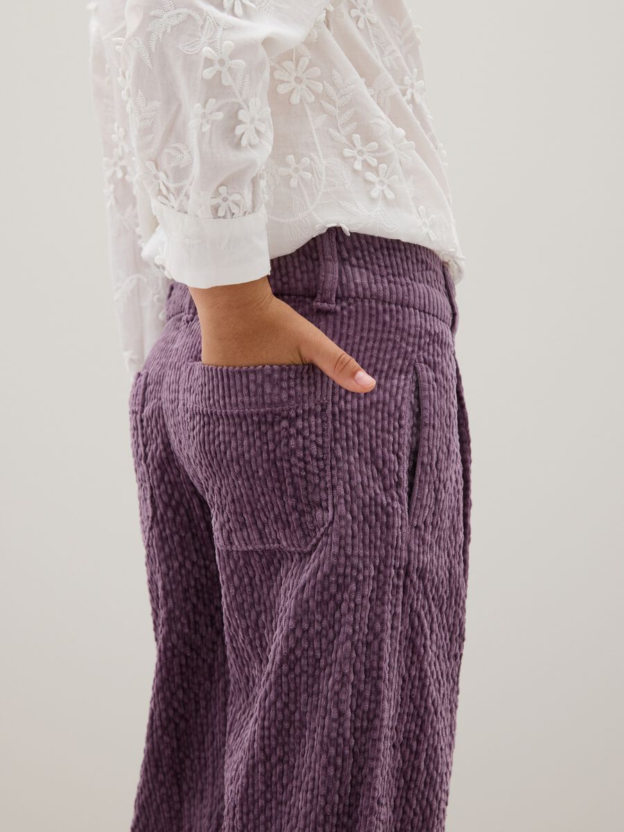 Girls' Wide Leg Purple Cotton Trousers_2