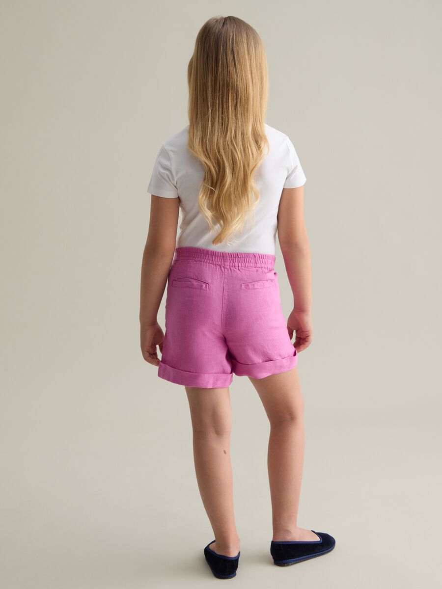 Girls' pink linen shorts regular fit_2
