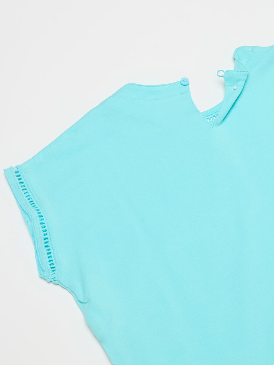 Solid colour T-shirt with openwork inserts_2