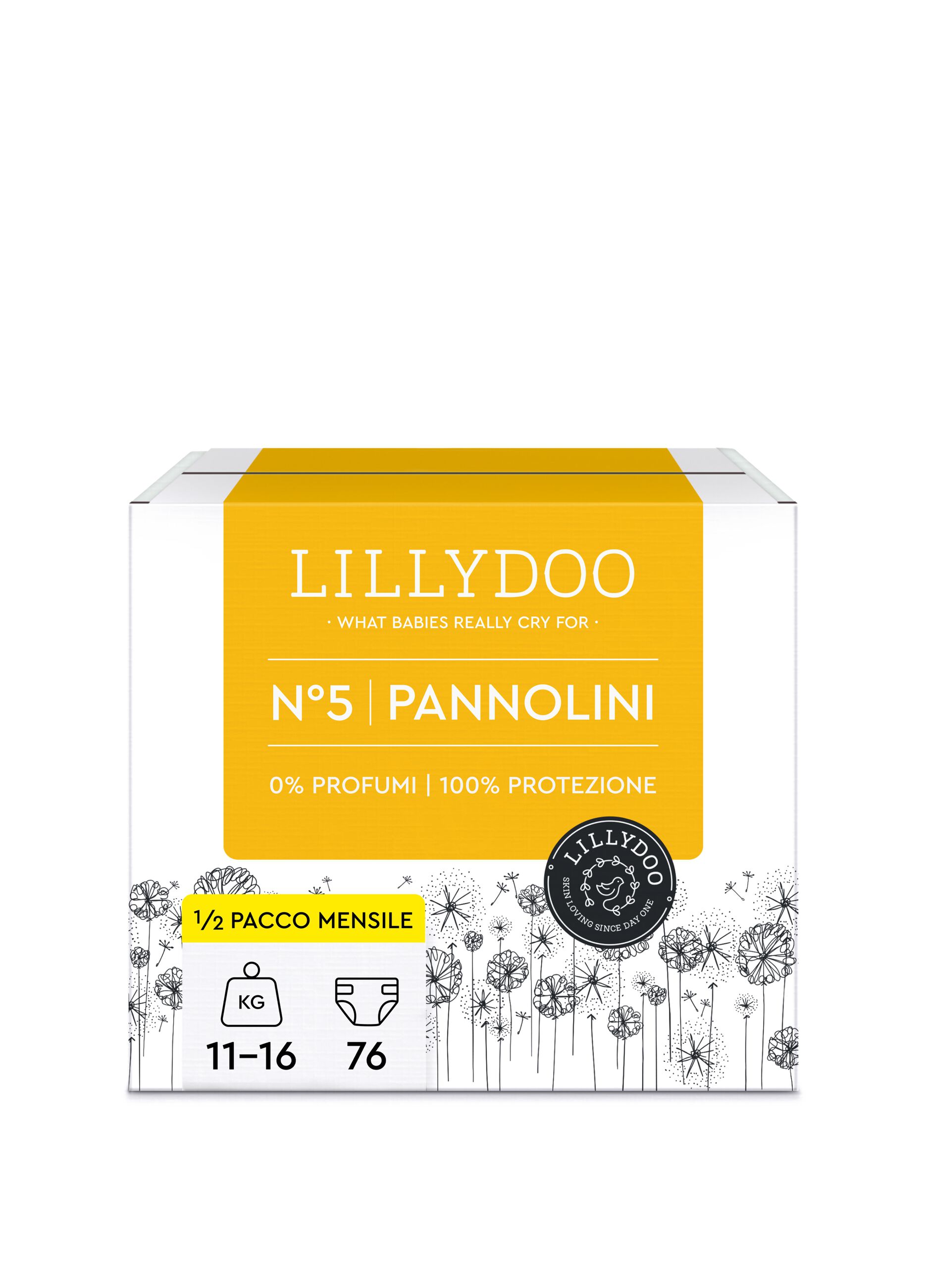 Pannolini multipack da 6 confezioni per pelli sensibili N°5 (11-16 Kg) Lillydoo