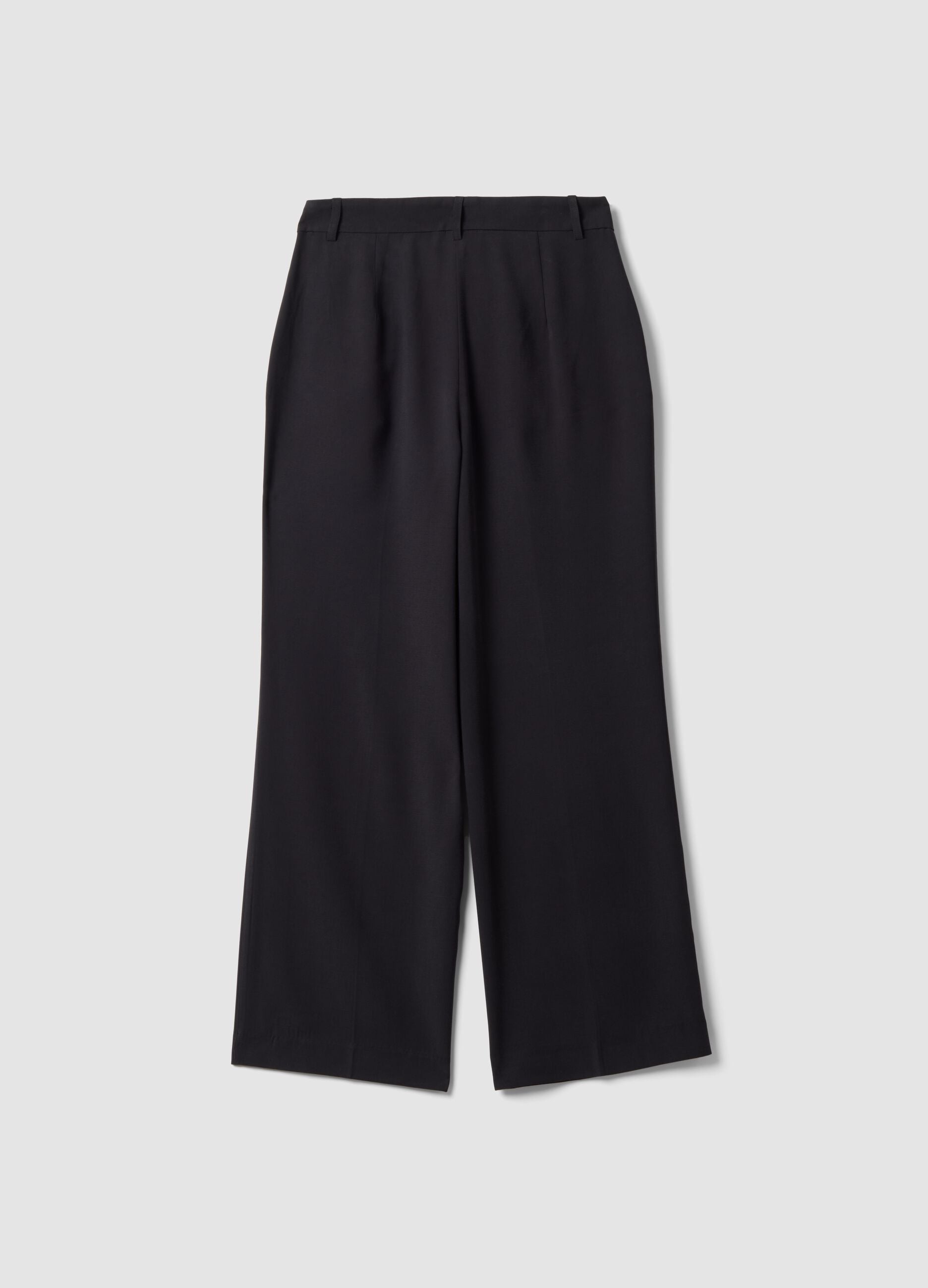 Black viscose-blend straight-leg trousers