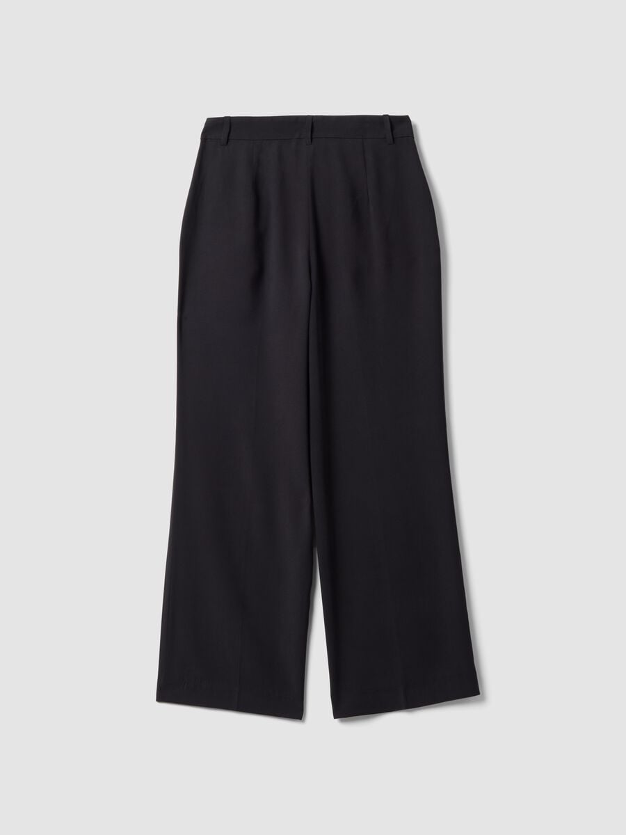 Pantaloni neri in misto viscosa straight fit_6