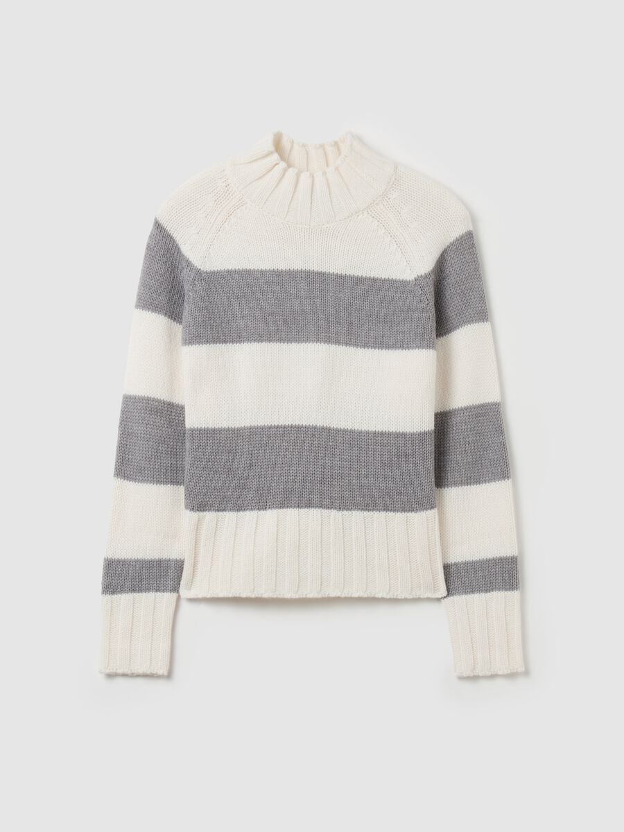 Striped knit top with mock neck_4