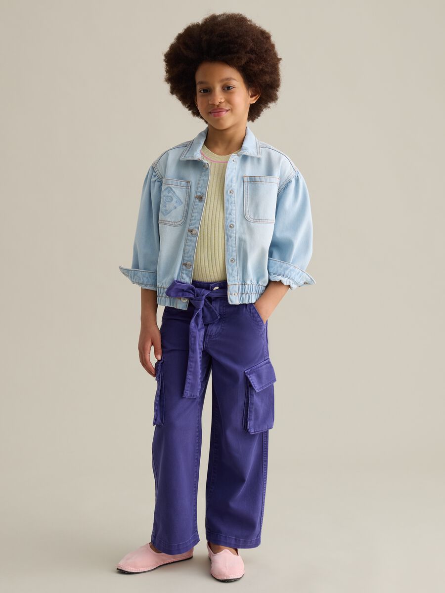Cargo trousers in cotton and Lyocell with belt_1