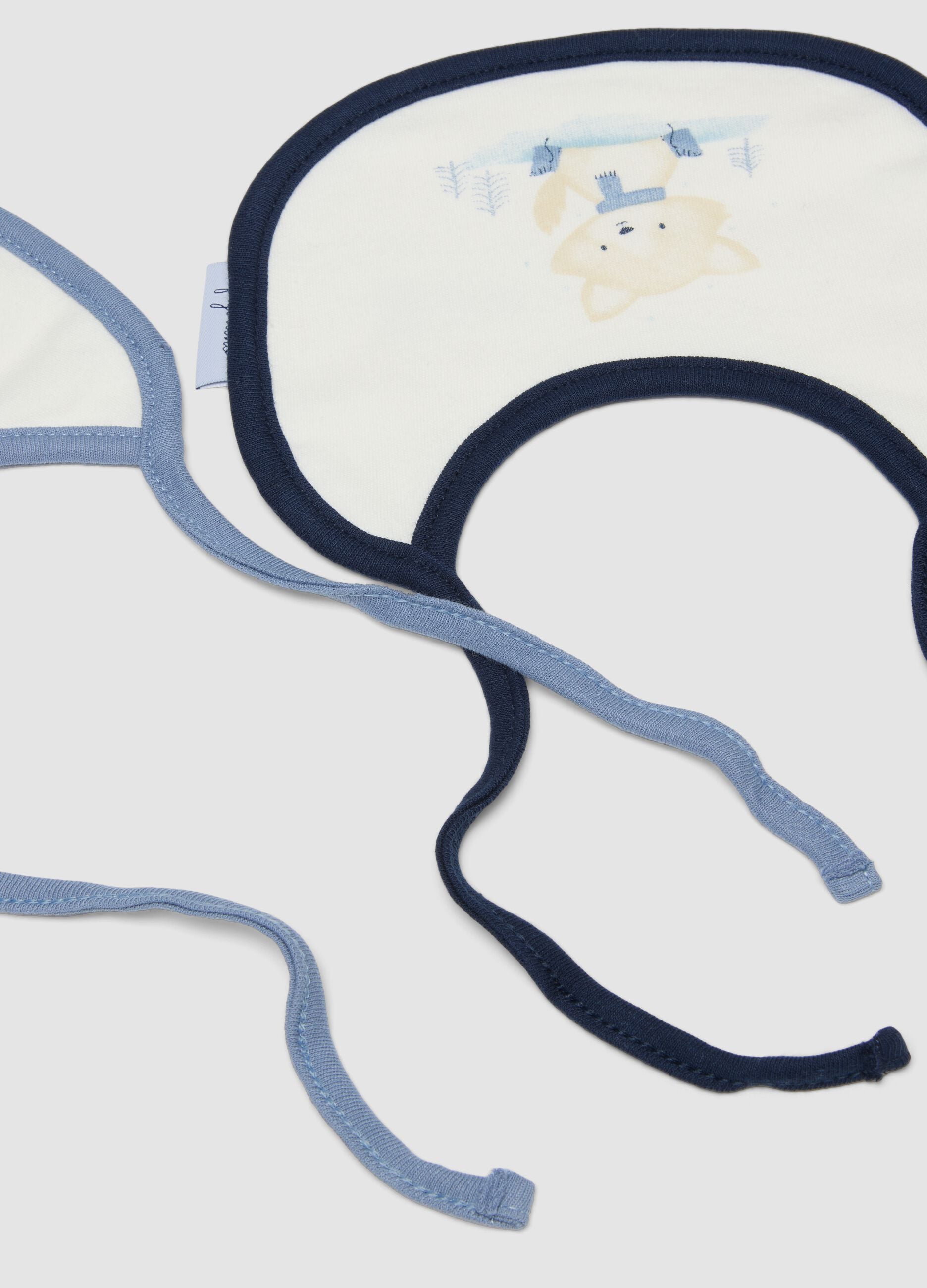 Bipack bavaglini bianco azzurro chiaro blu navy in puro cotone organico