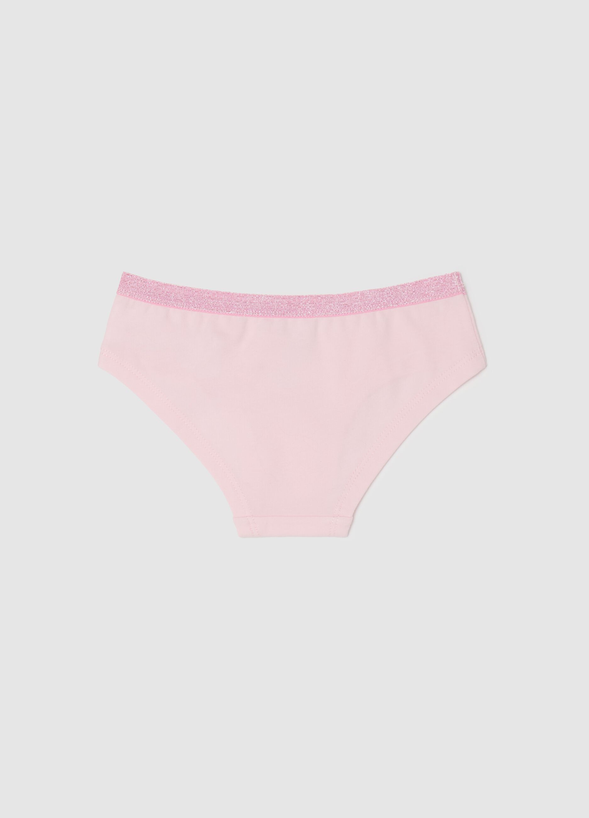 Stretch cotton knicker shorts with lurex and print