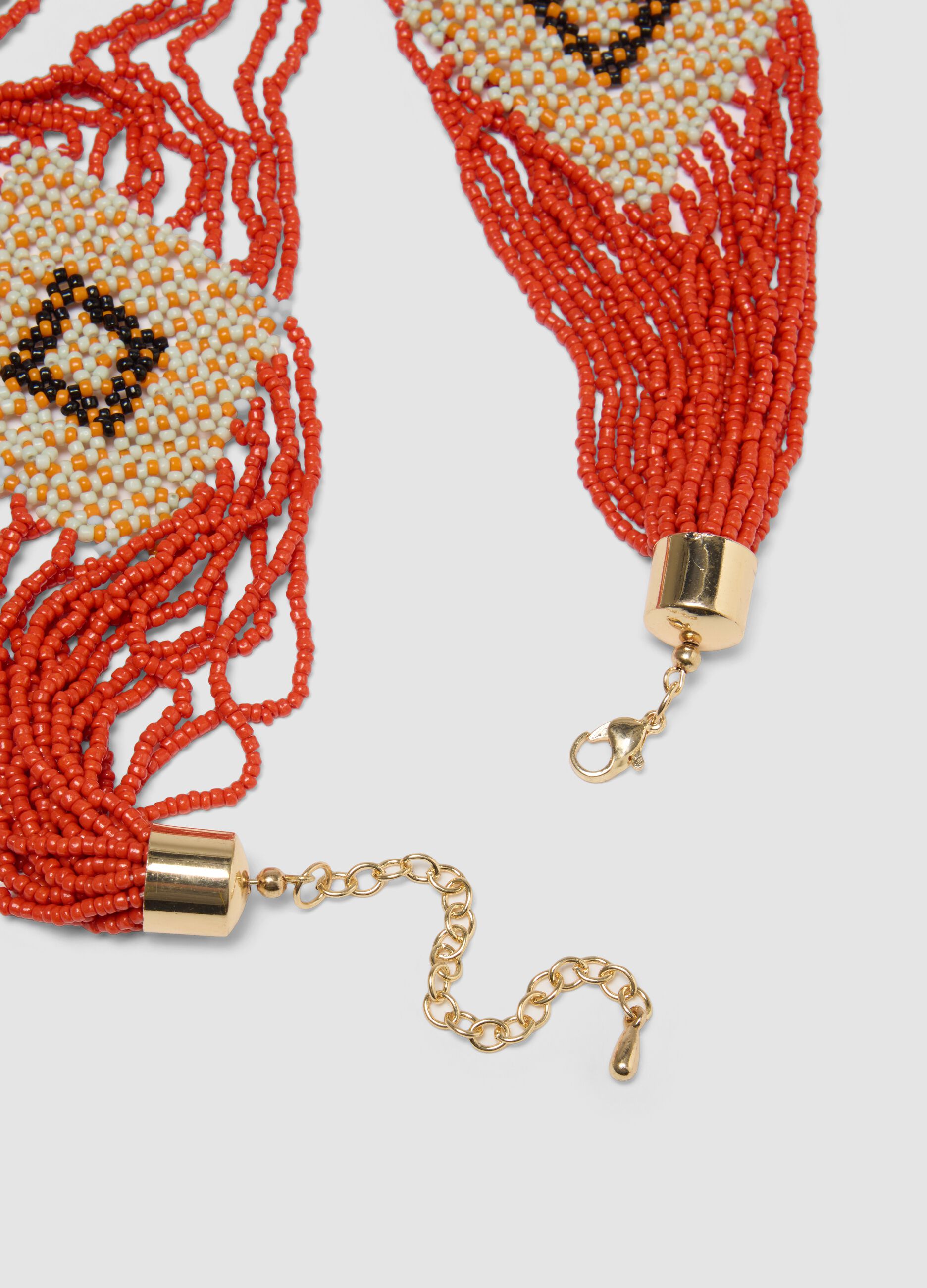 Multicolour beaded necklace with geometric details