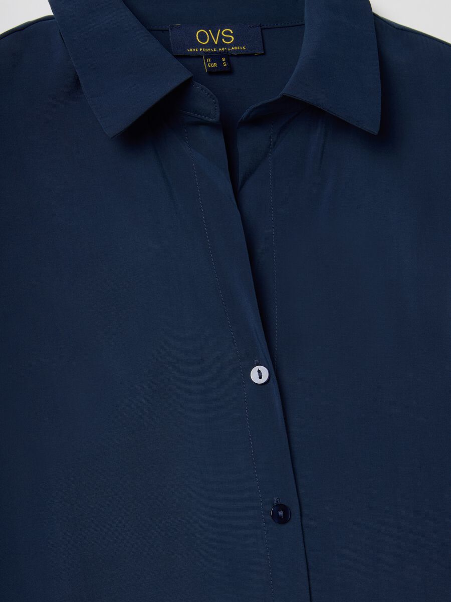 Camicia a maniche lunghe in misto viscosa blu regular fit_5