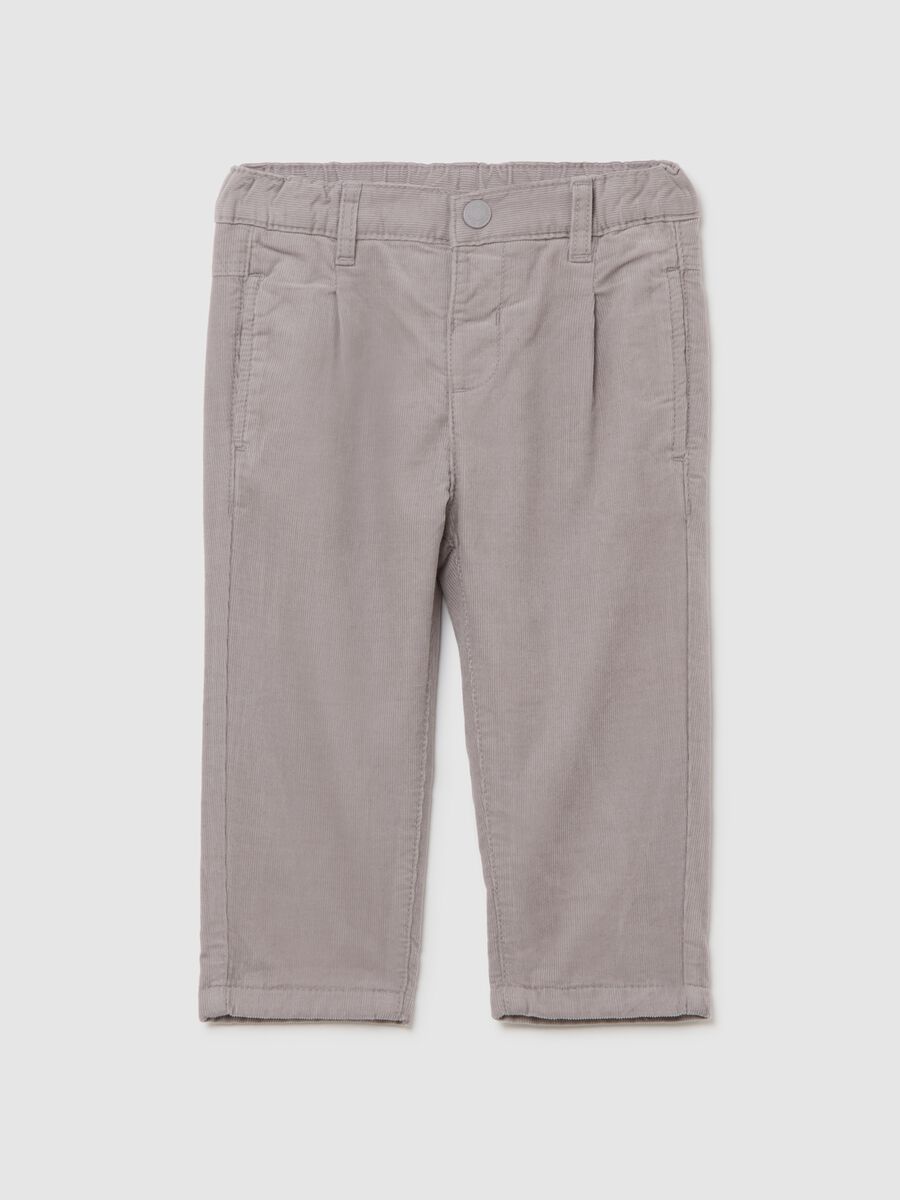 Children's grey regular fit cotton trousers_0