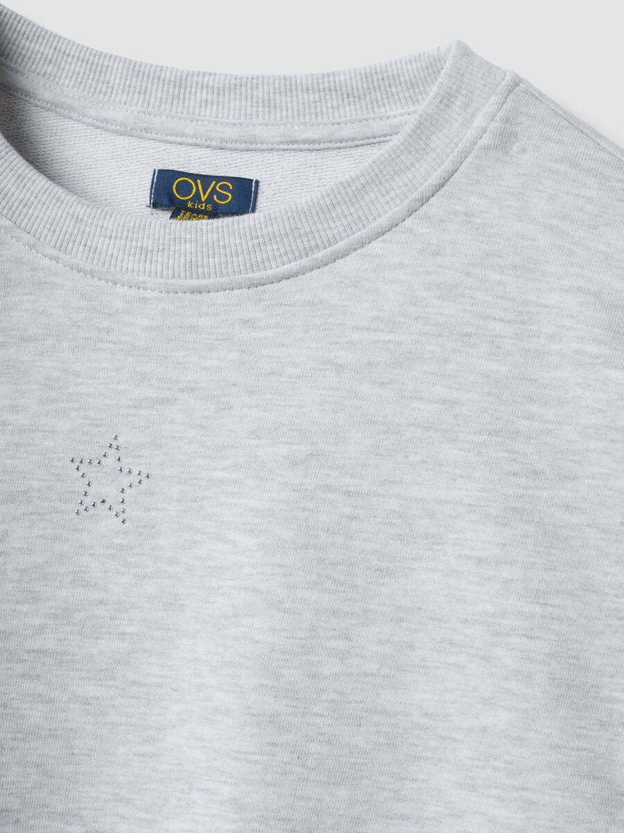 Felpa grigia in puro cotone con stella per ragazza relaxed fit_2