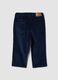Pantaloni blu scuro in cotone elasticizzato a coste_1