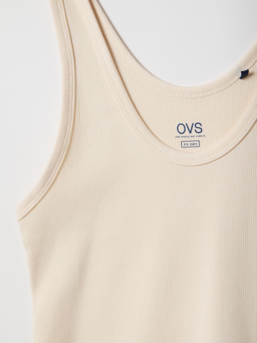 Canotta in cotone elasticizzato beige regular fit_5