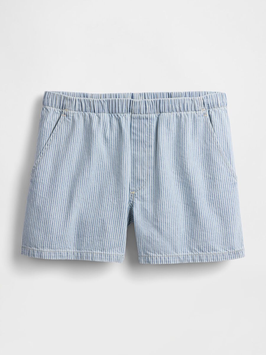 Shorts a righe in denim azzurro_6