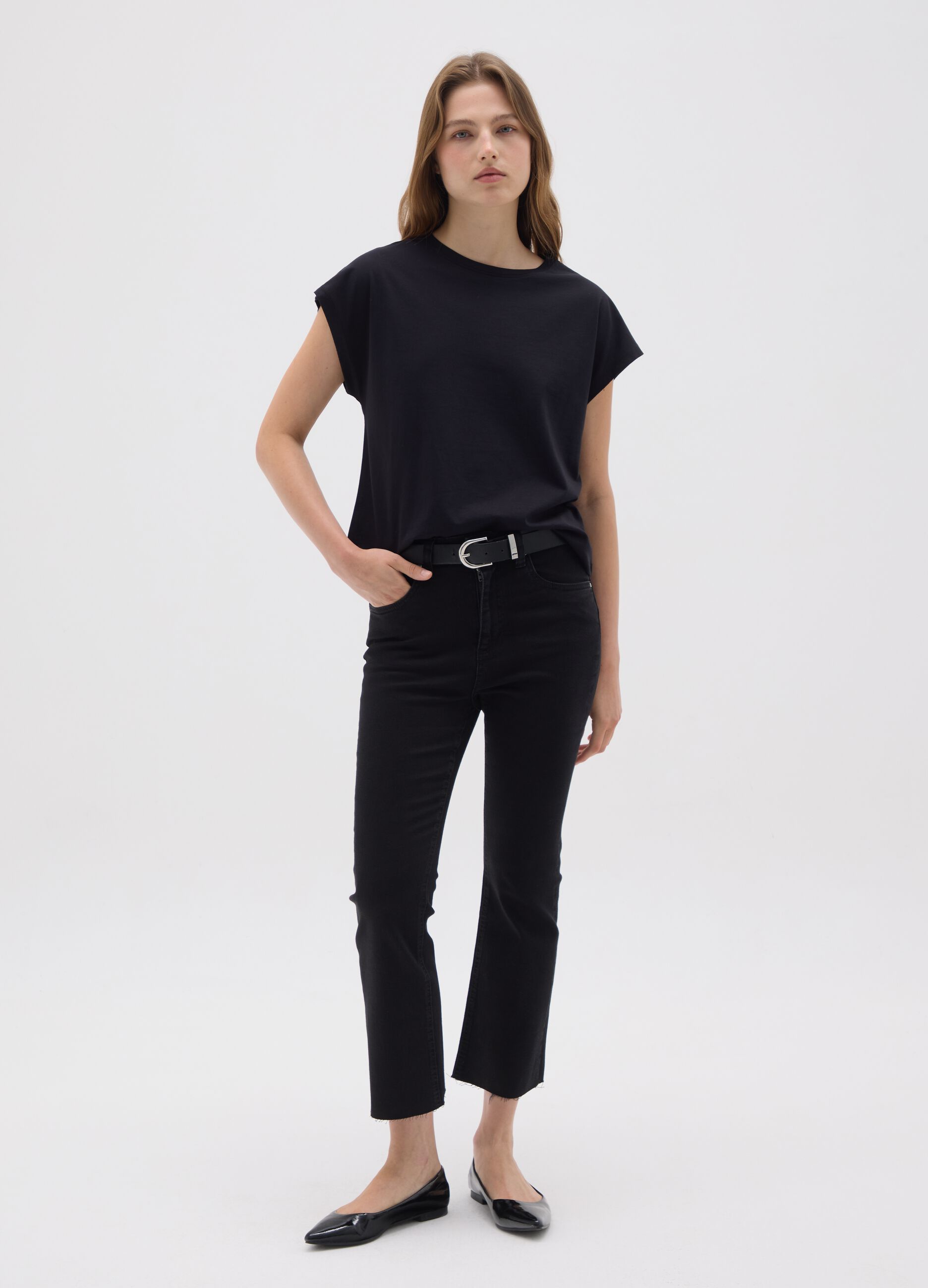 Women's regular fit black denim jeans