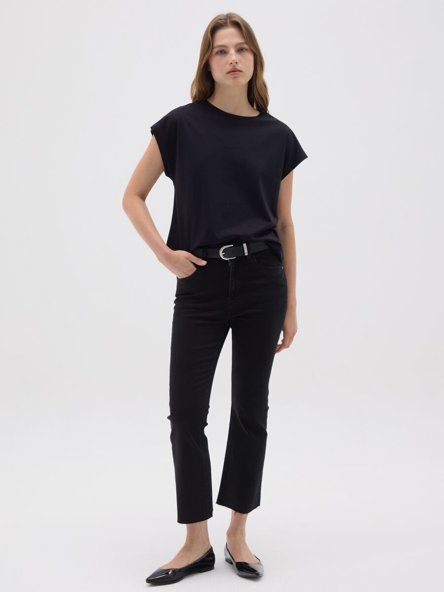 Women's regular fit black denim jeans_0