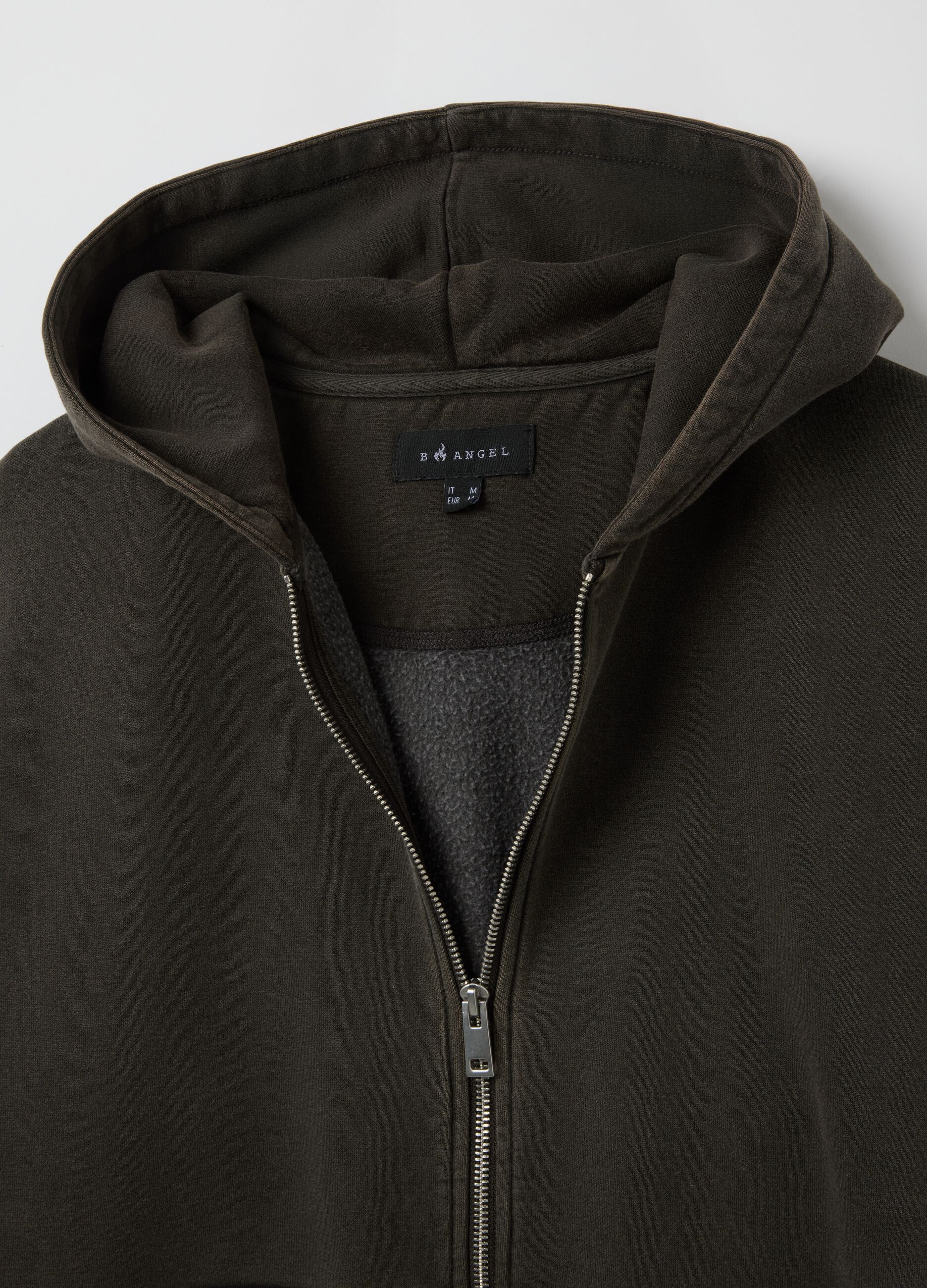 Black cotton blend hoodie with zip