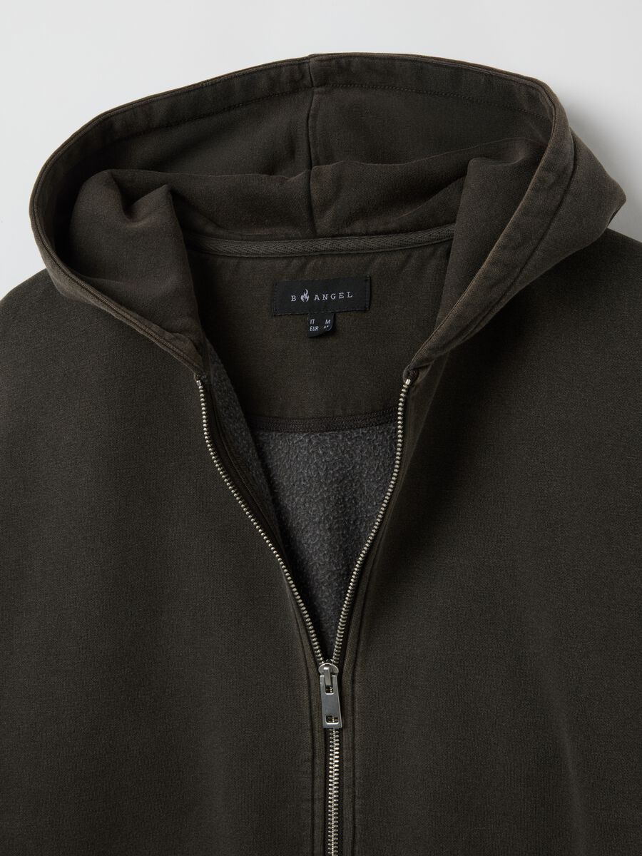Black cotton blend hoodie with zip_5