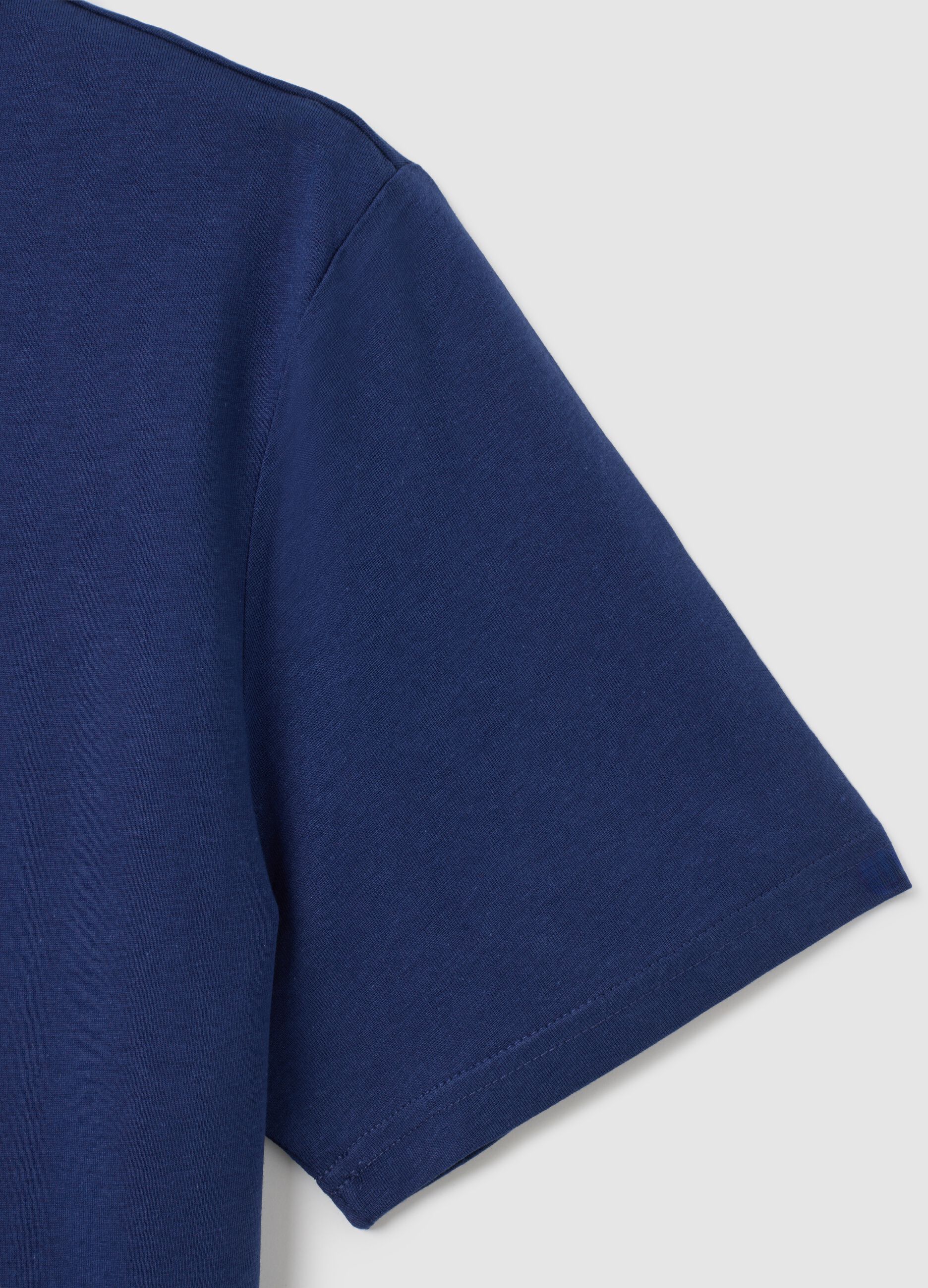Regular fit blue pure cotton T-shirt