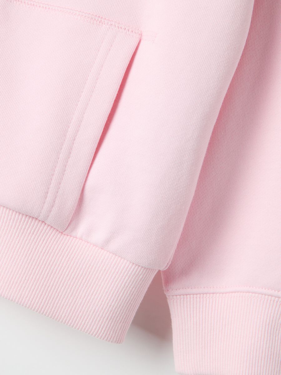 Girl's pink hoodie with zip in pure cotton regular fit_3
