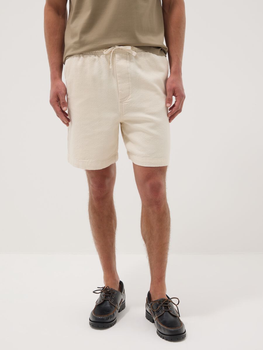 White cotton chino Bermuda shorts_1