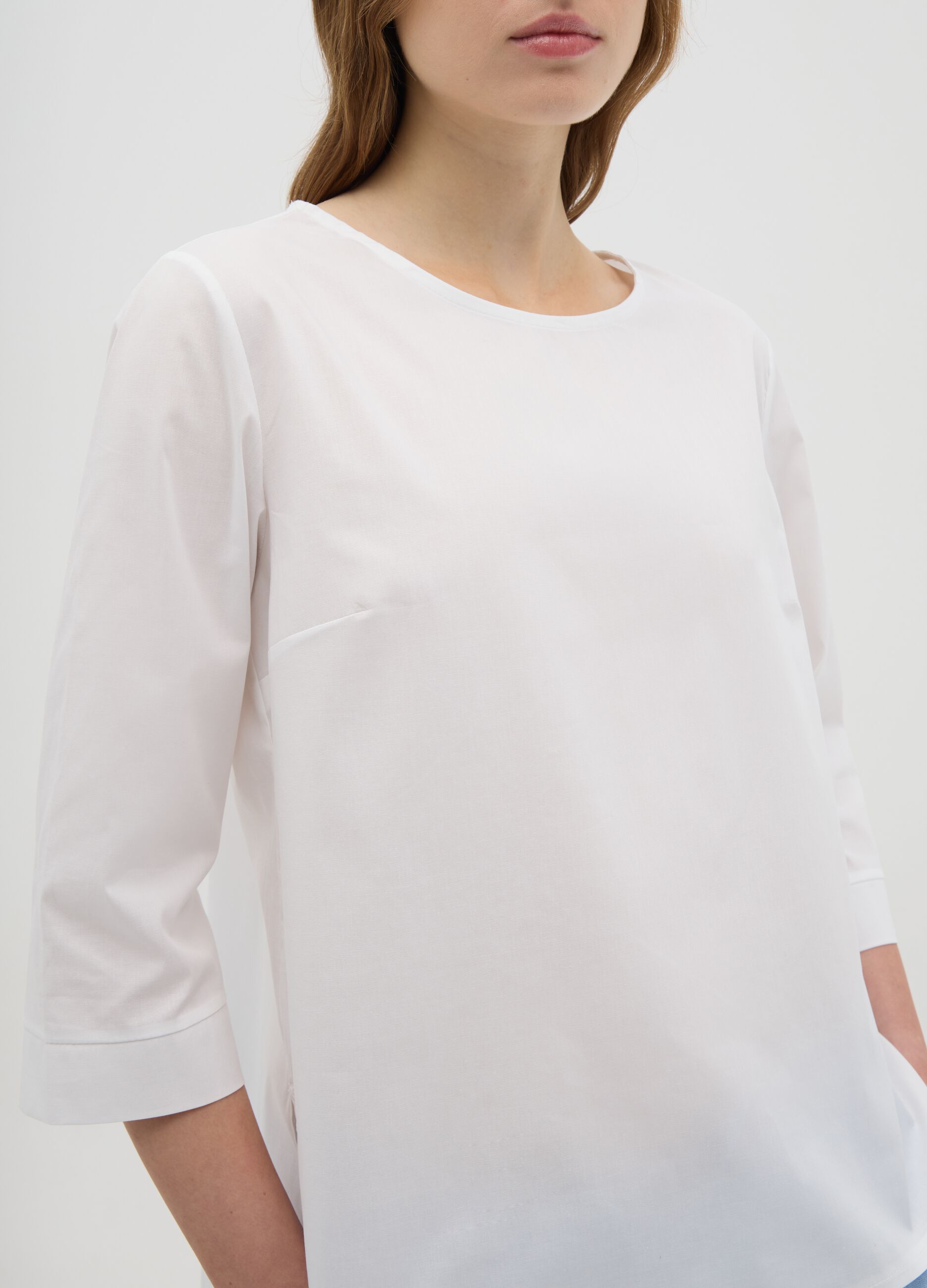 White Women's Cotton Blend Regular Fit Top