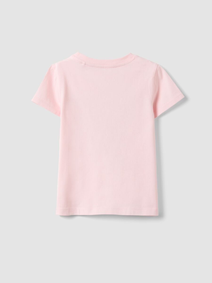 Pink pure cotton regular fit T-shirt with print for girls_1