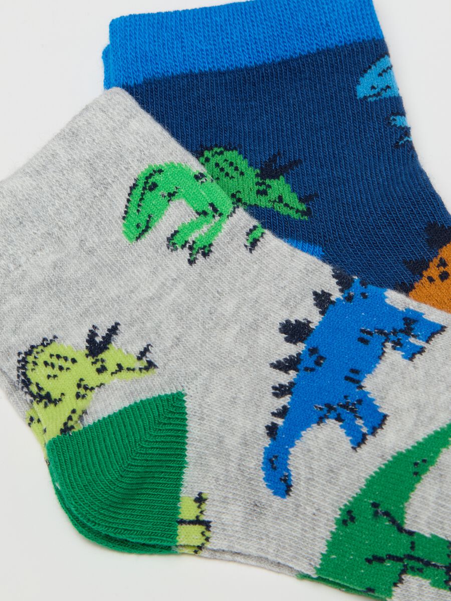 Five-pair pack short socks with dinosaurs design_1