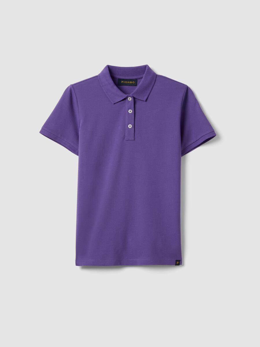 Purple short-sleeve pure cotton polo shirt, regular fit_4