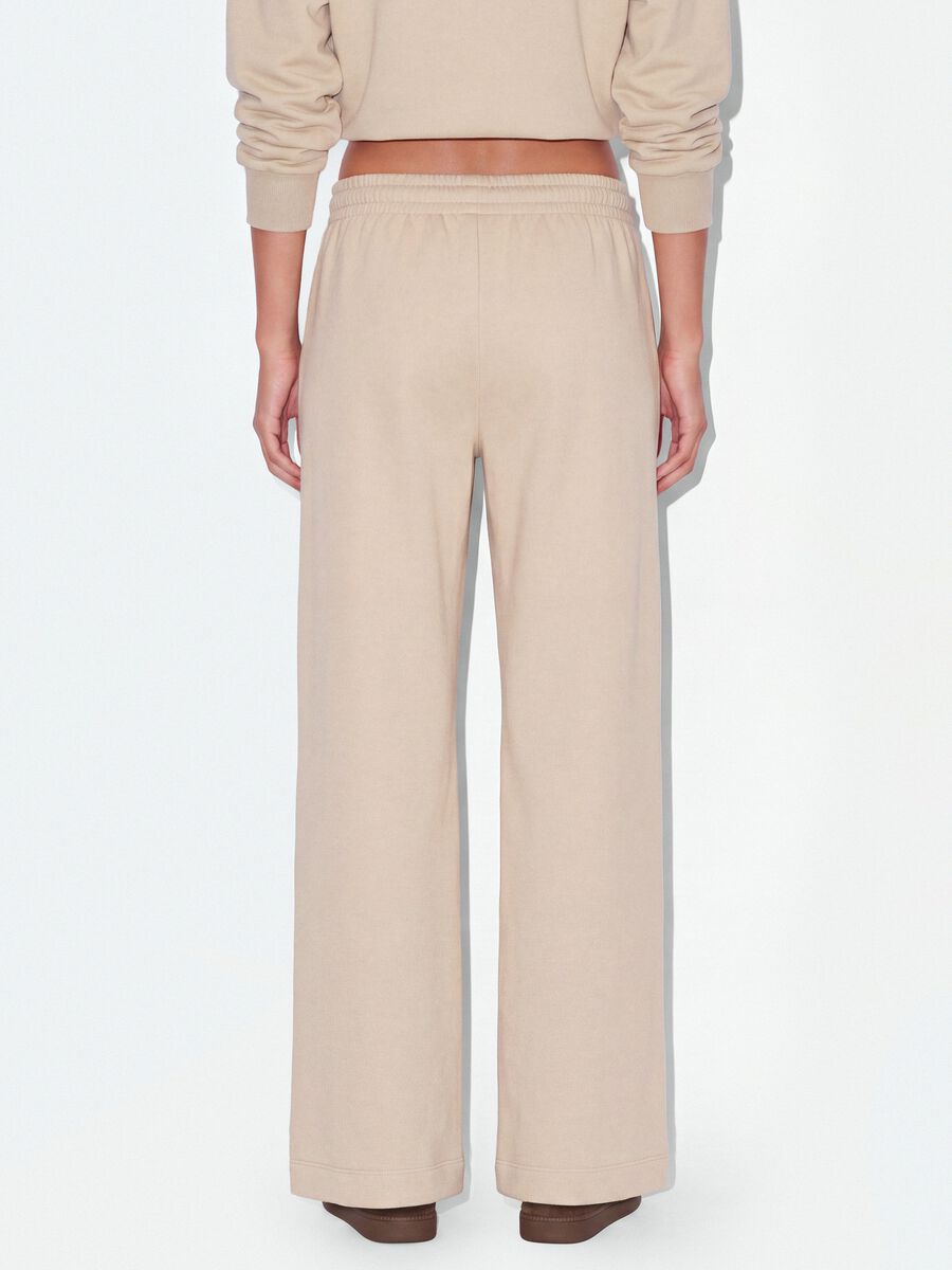 Pantaloni jogger beige in misto cotone straight fit_2
