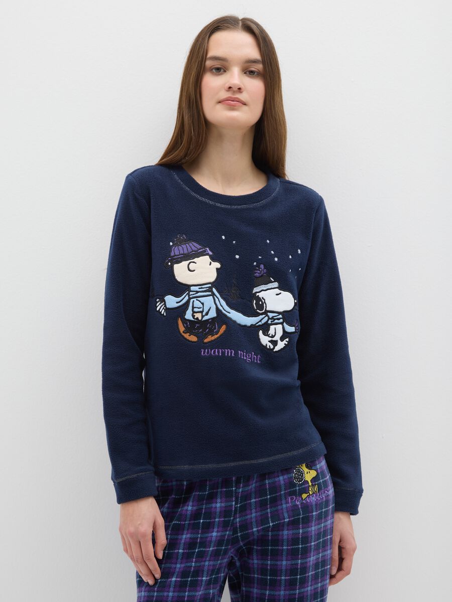 Multicoloured check regular fit pyjamas with Peanuts print_1