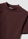 Brown fitted stretch-cotton T-shirt with raised neckline_6