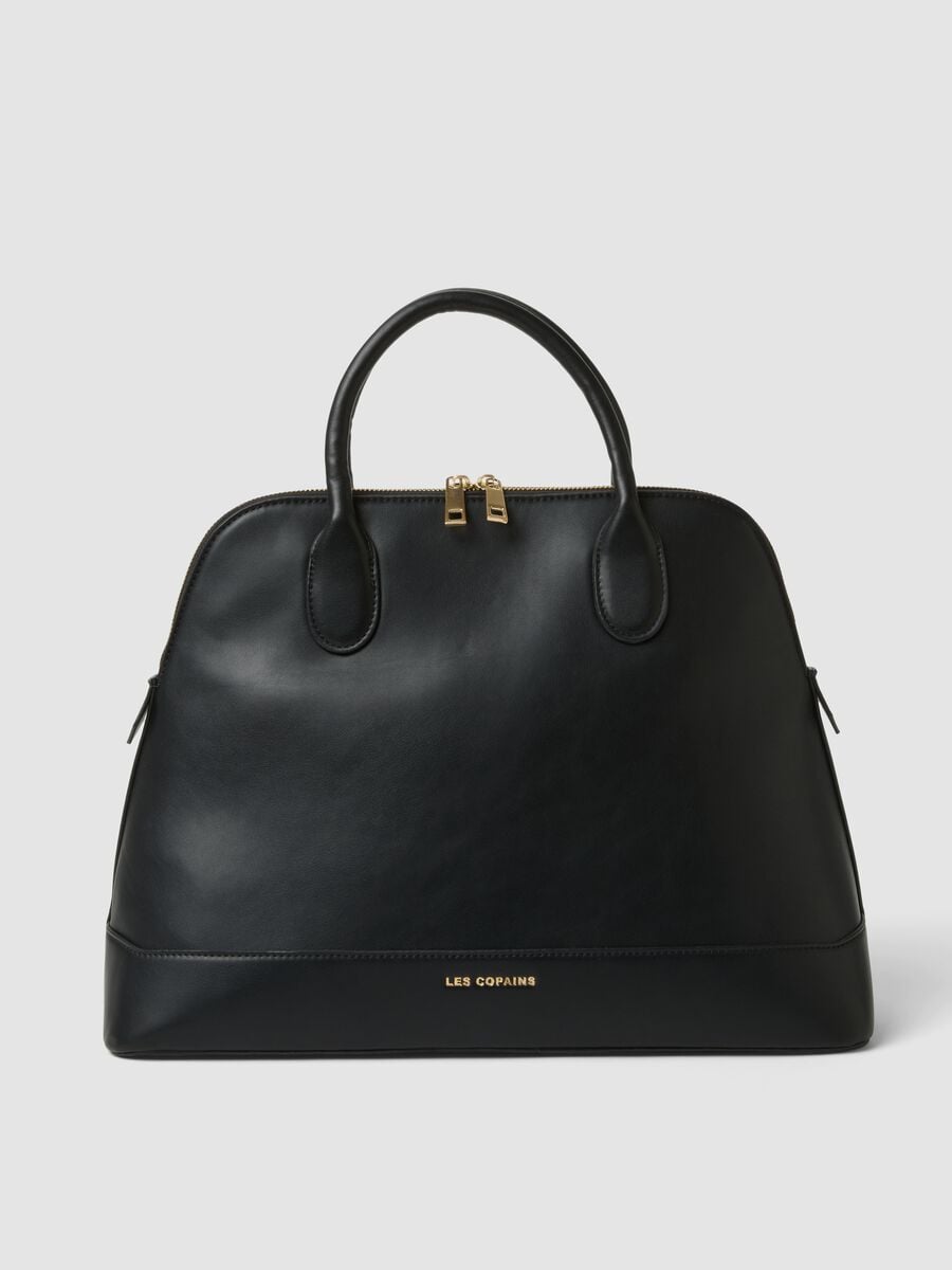 Black structured top-handle bag_0
