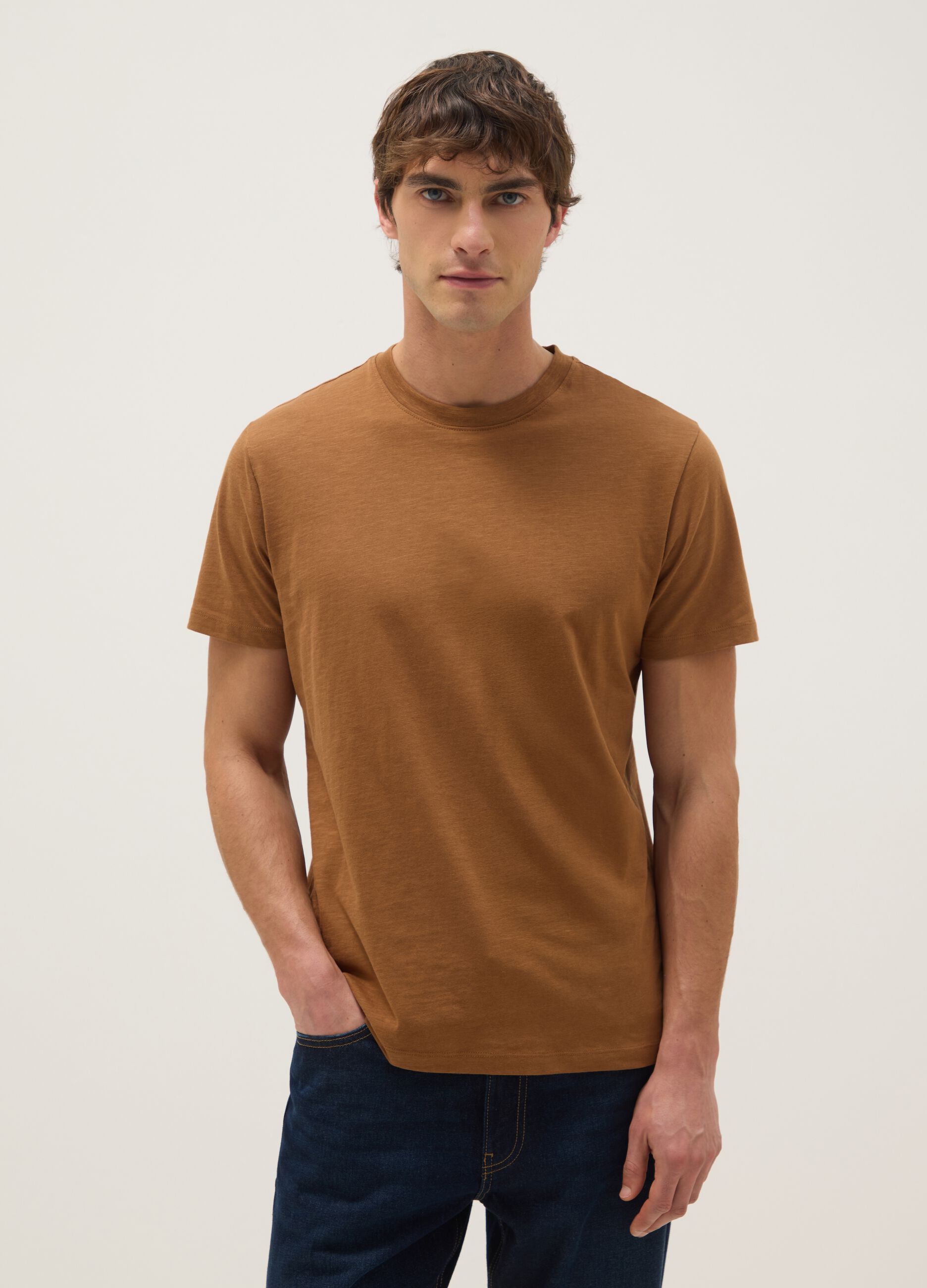 Brown Pure Cotton Regular Fit T-Shirt