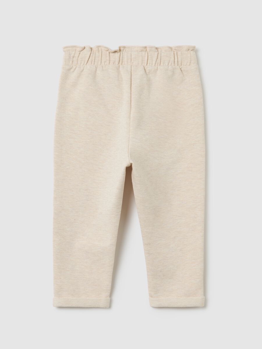 Pantaloni da neonata in cotone elasticizzato beige regular fit_1