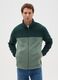 High-neck green fleece blend jumper regular fit with zip_0