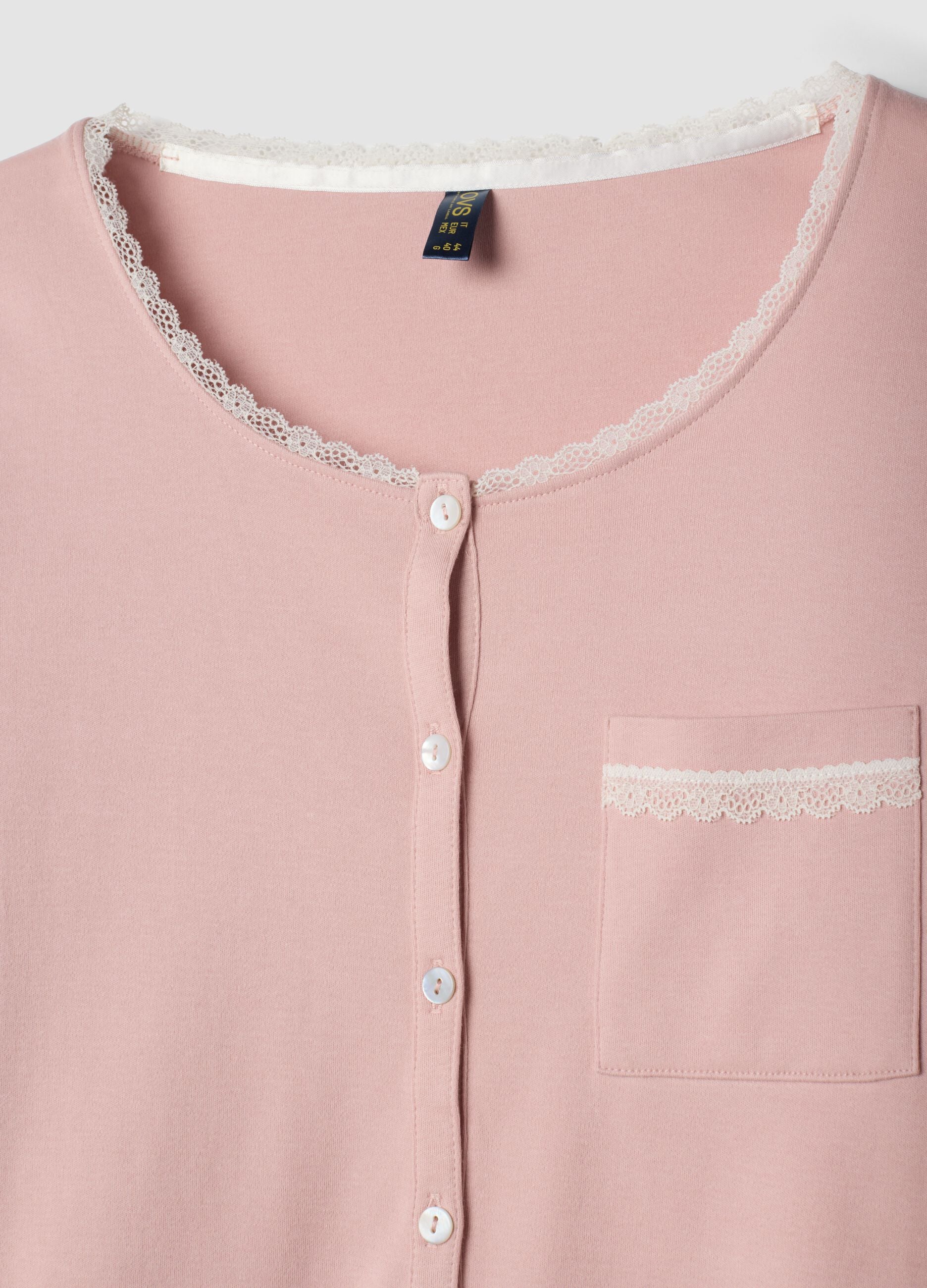 Mauve purple organic cotton crew-neck pyjamas