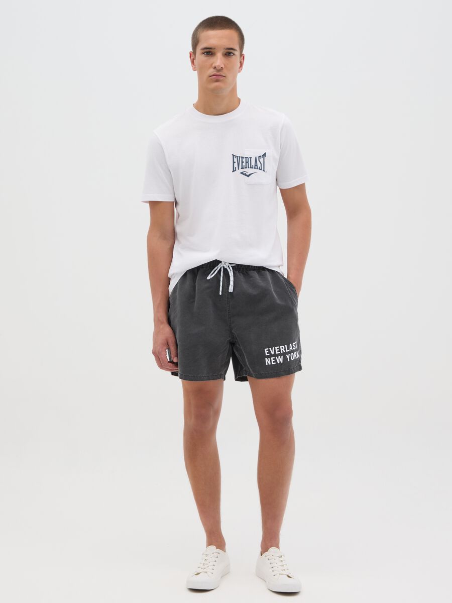 Grey swimming trunks with logo print_0