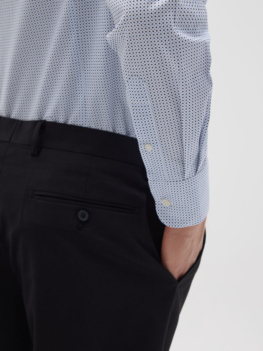 Slim Fit Light Blue Stretch Cotton Shirt_3