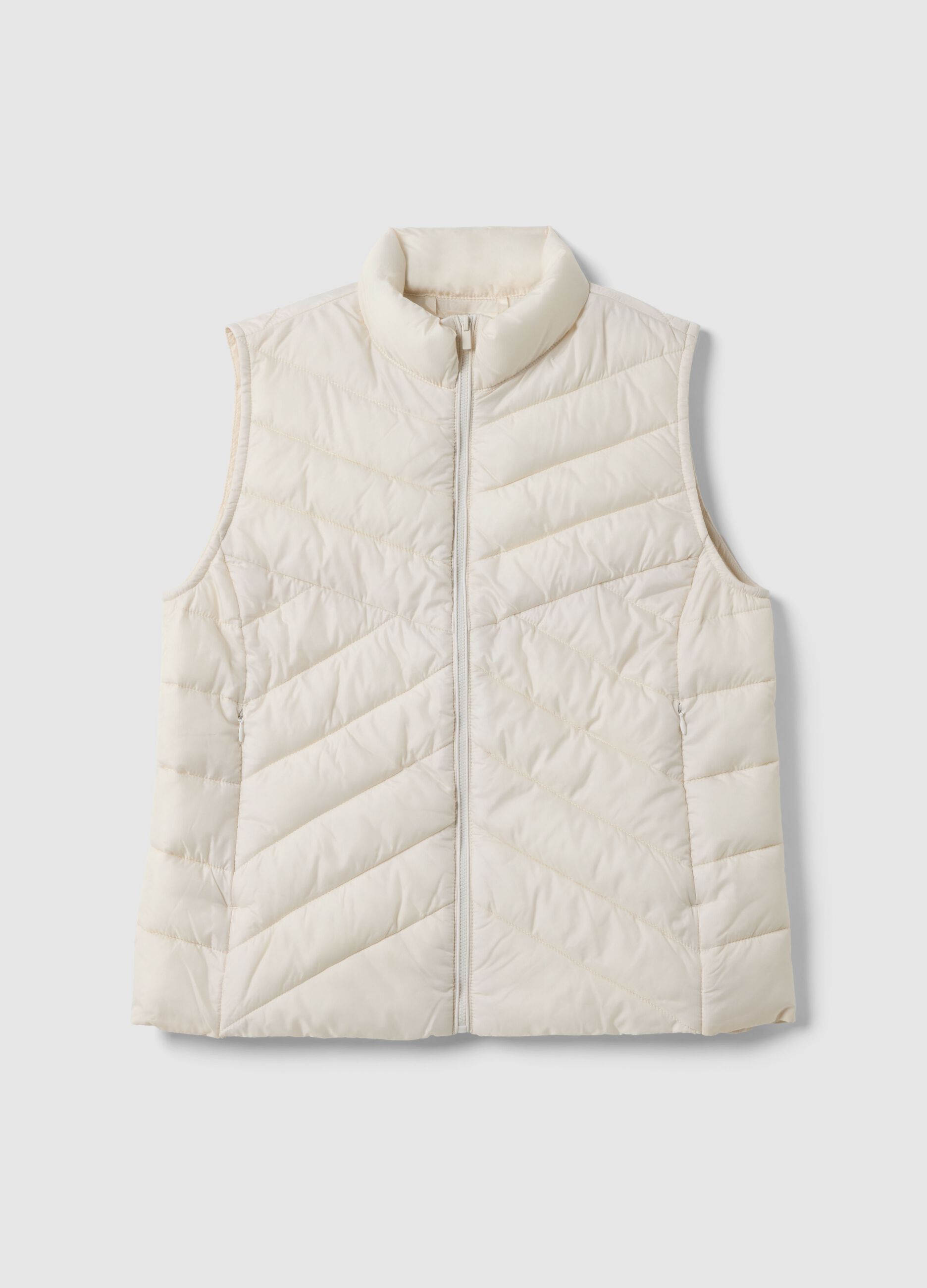 White padded regular fit gilet with zip