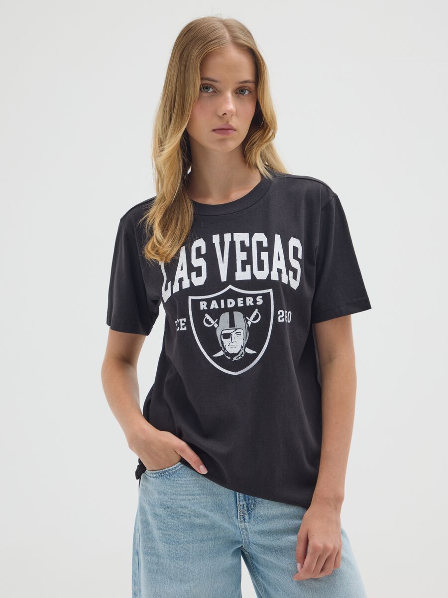Black pure cotton regular fit Las Vegas Raiders T-shirt_0