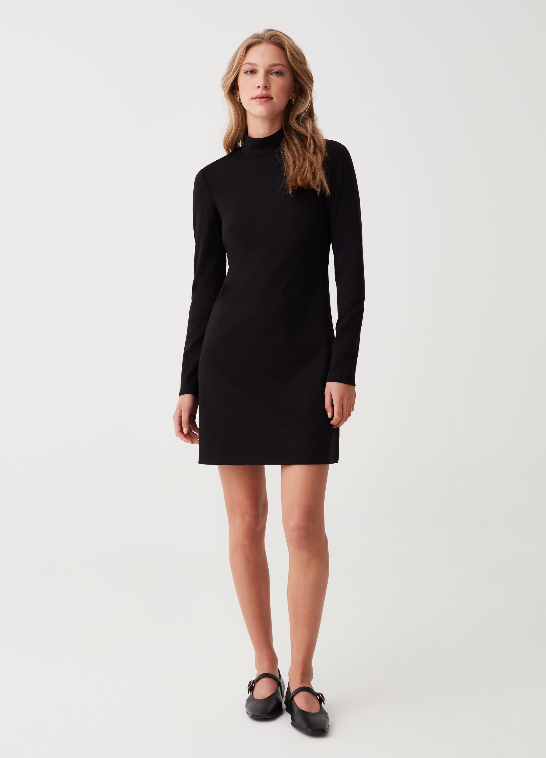Abito corto mock neck_0