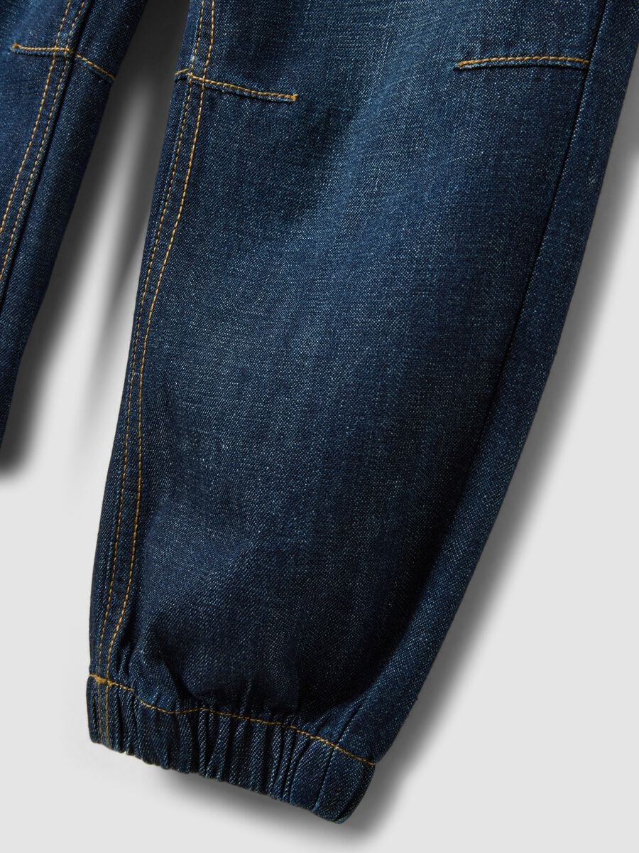 Blue denim joggers in a cotton-viscose blend with elasticated waist, relaxed fit_2