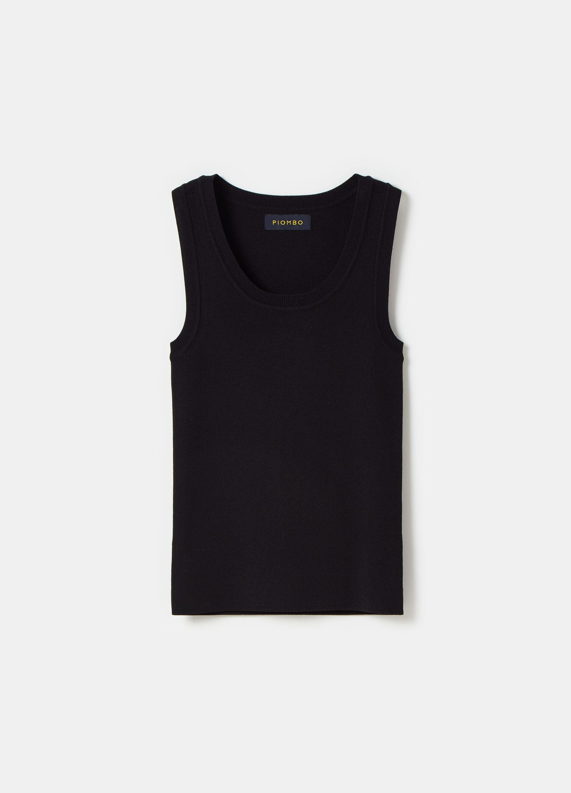 Ribbed tank top with round neckline