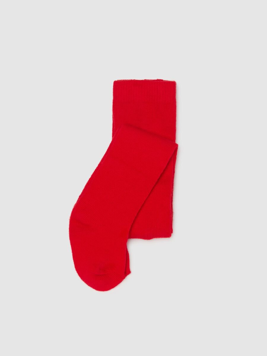 Red Baby Tights in Stretch Cotton_0