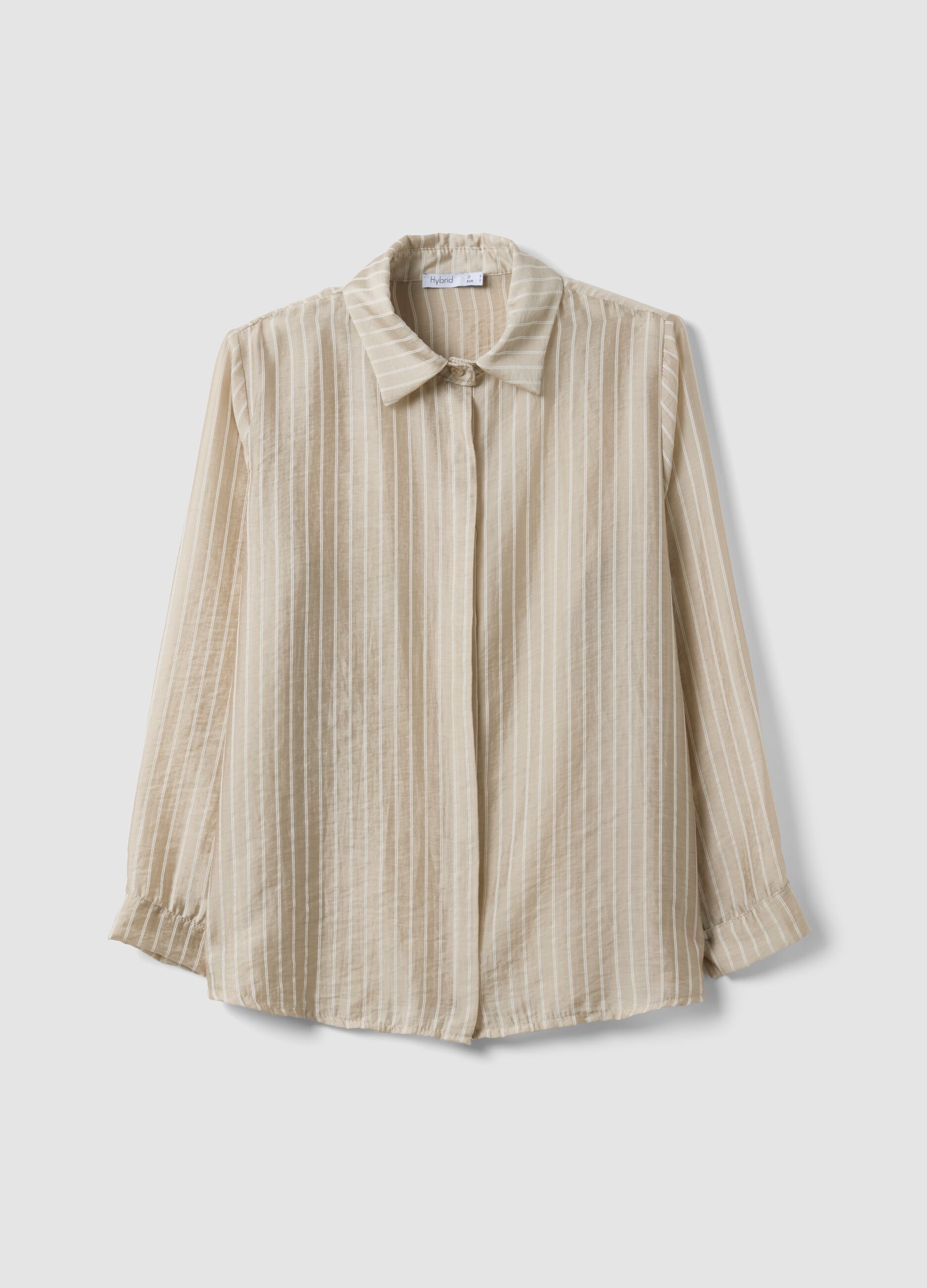 Beige striped lyocell-blend shirt