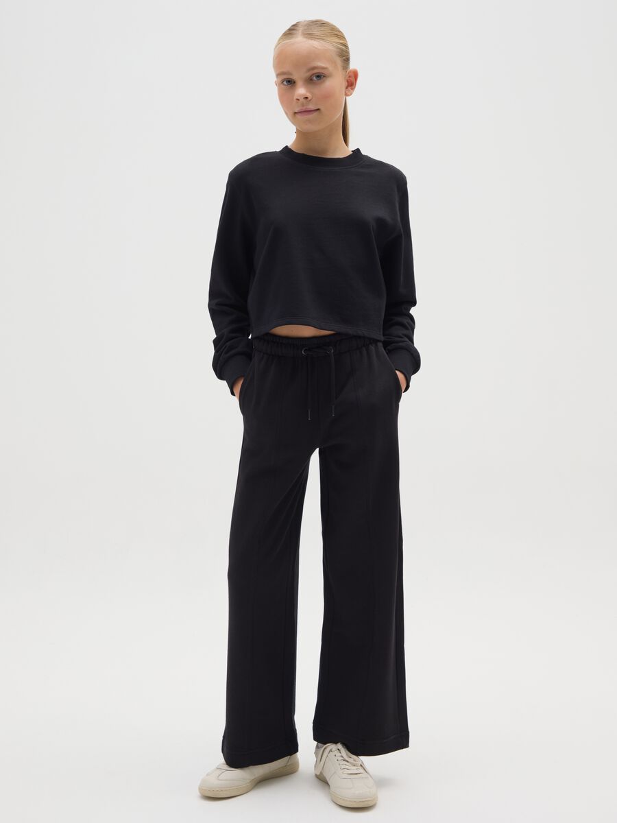 Girls' black cotton trousers regular fit_1