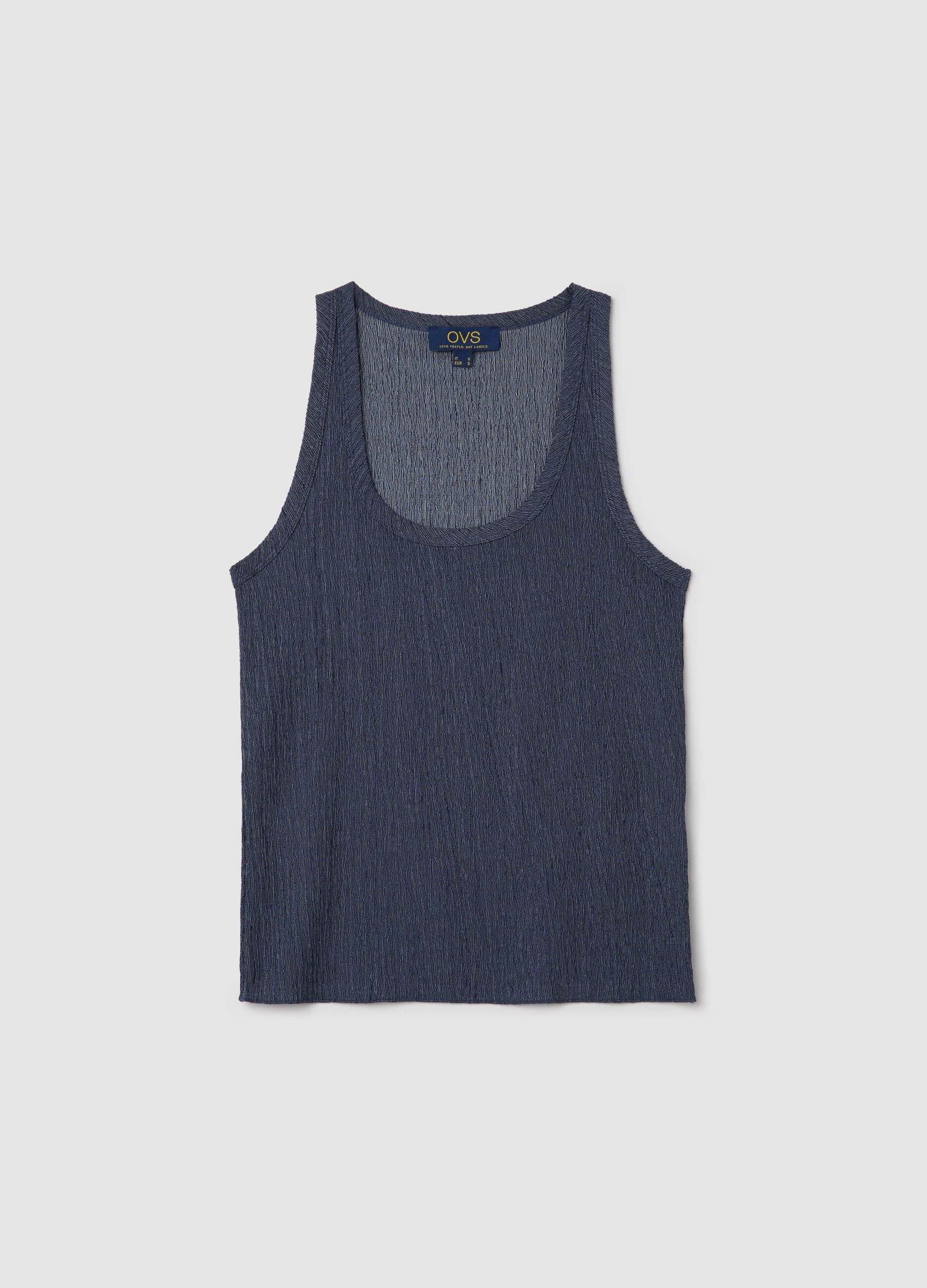 Blue Ovs Tank Top in Stretch Fabric