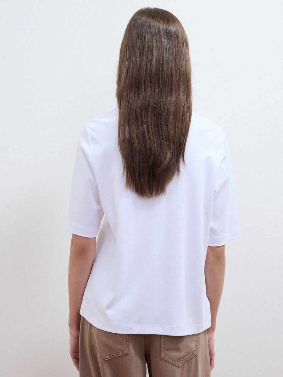 White boxy-fit T-shirt in cotton and viscose blend_3