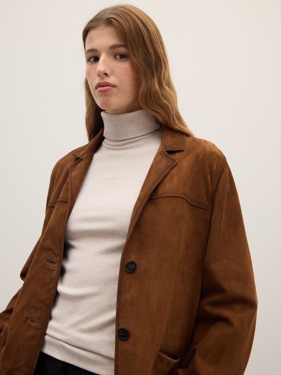 Blazer marrone in vera pelle_3