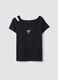 Black stretch cotton slim-fit girls' t-shirt_0